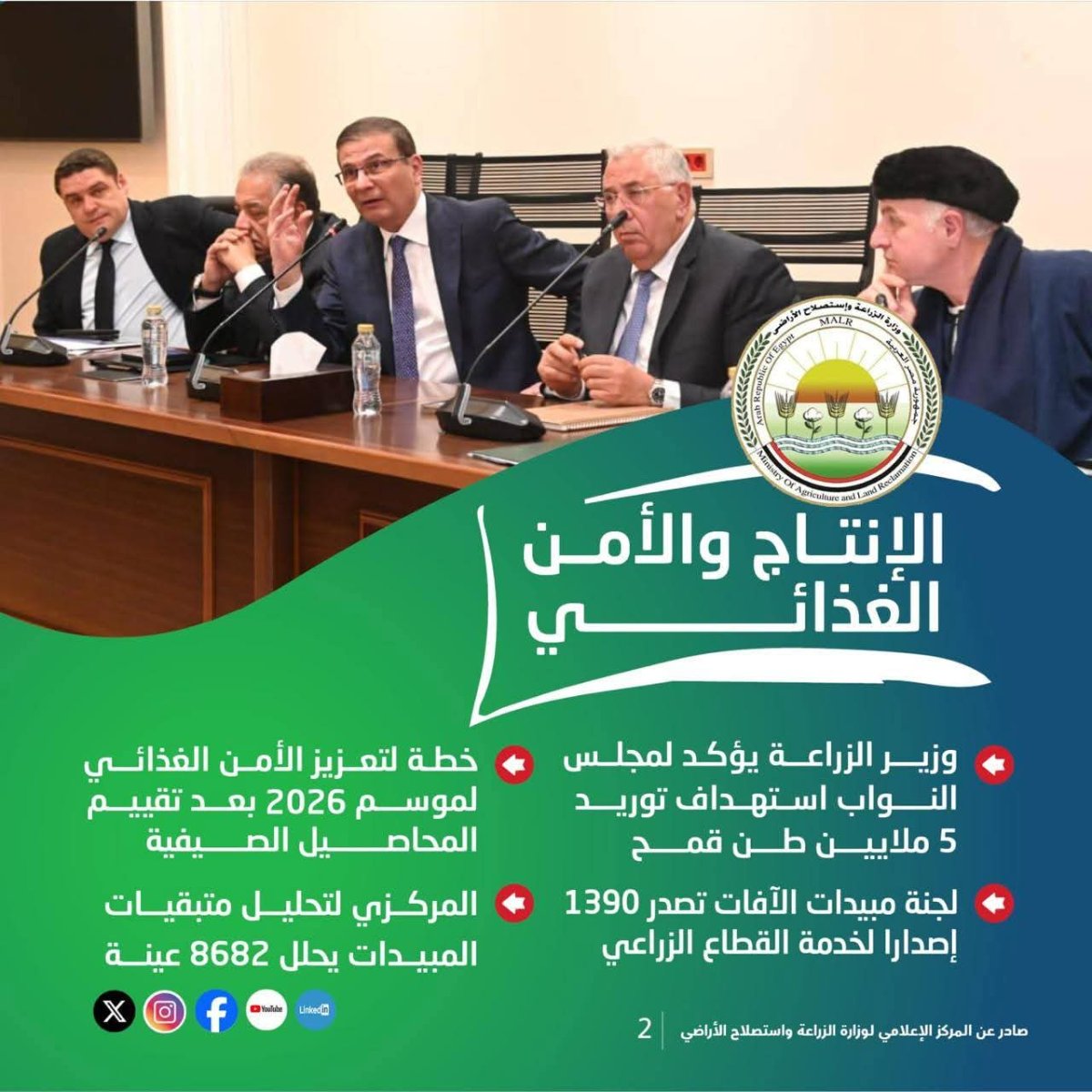 جهود مكثفة للزراعة لدعم المزارعين وتعزيز الأمن الغذائي
