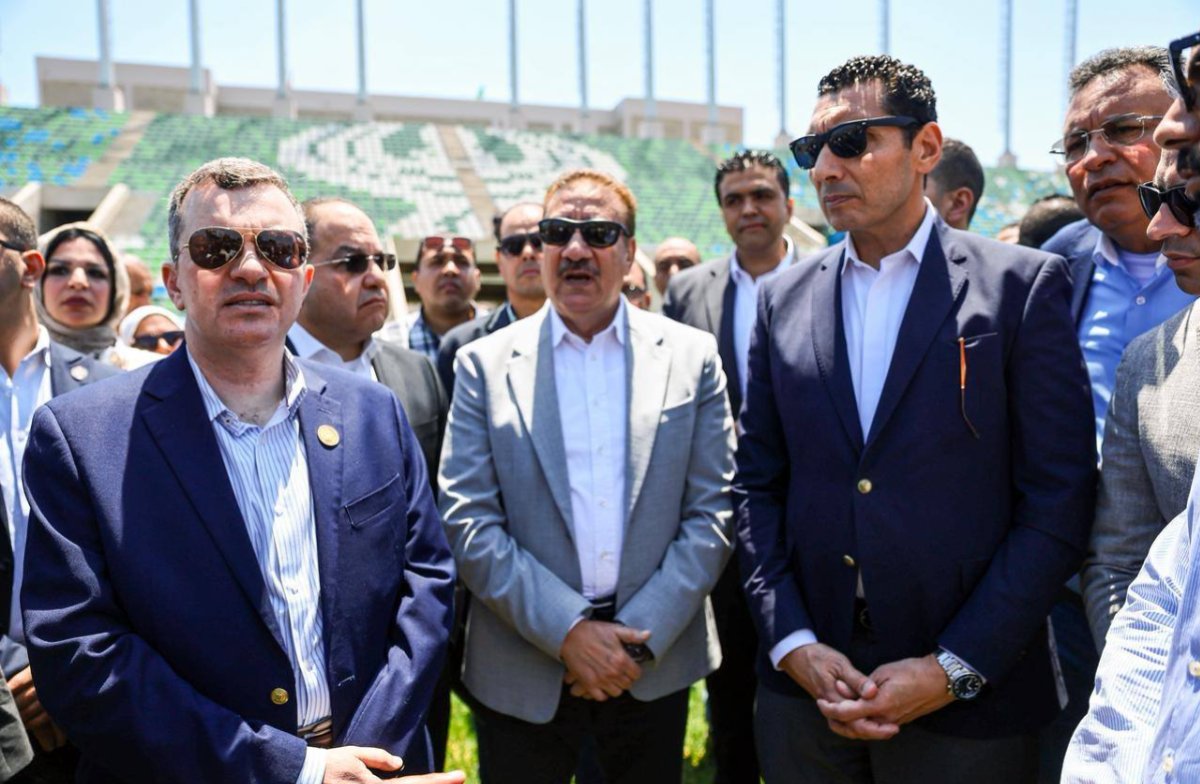 وزراء التخطيط والشباب ومحافظ بورسعيد يتفقدون استاد المصري الجديد لمتابعة معدلات التنفيذ