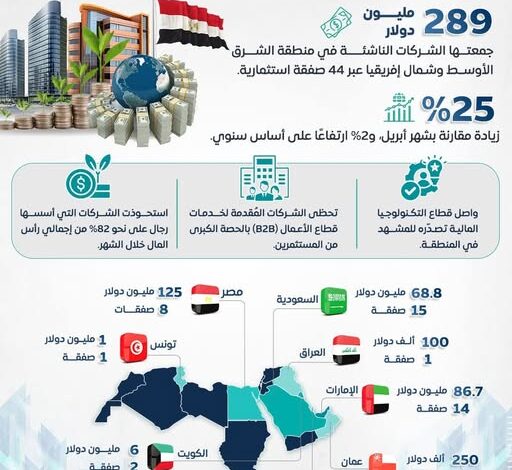 معلومات الوزراء: مصر تتصدر منطقة الشرق الأوسط وشمال إفريقيا في جذب الاستثمارات في الشركات الناشئة خلال مايو
