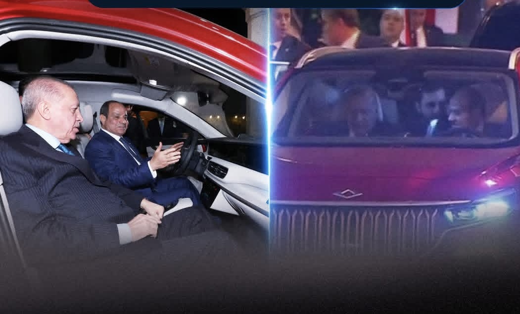 السيسي يتفقد السيارة الكهربائية التي أهداه إياها الرئيس التركي بحديقة قصر الاتحادية